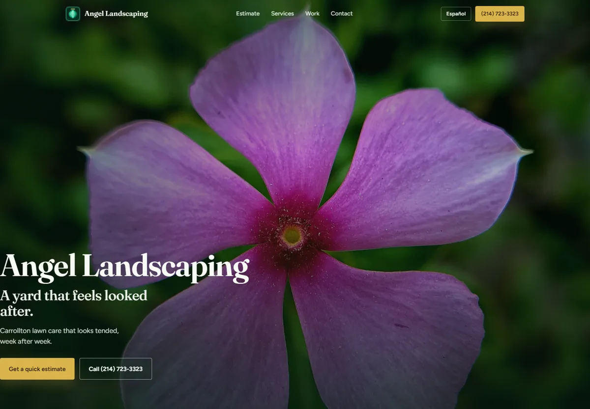 Angel Landscaping website design