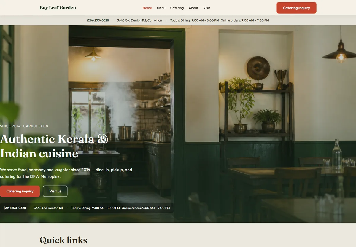 Bay Leaf Garden website design