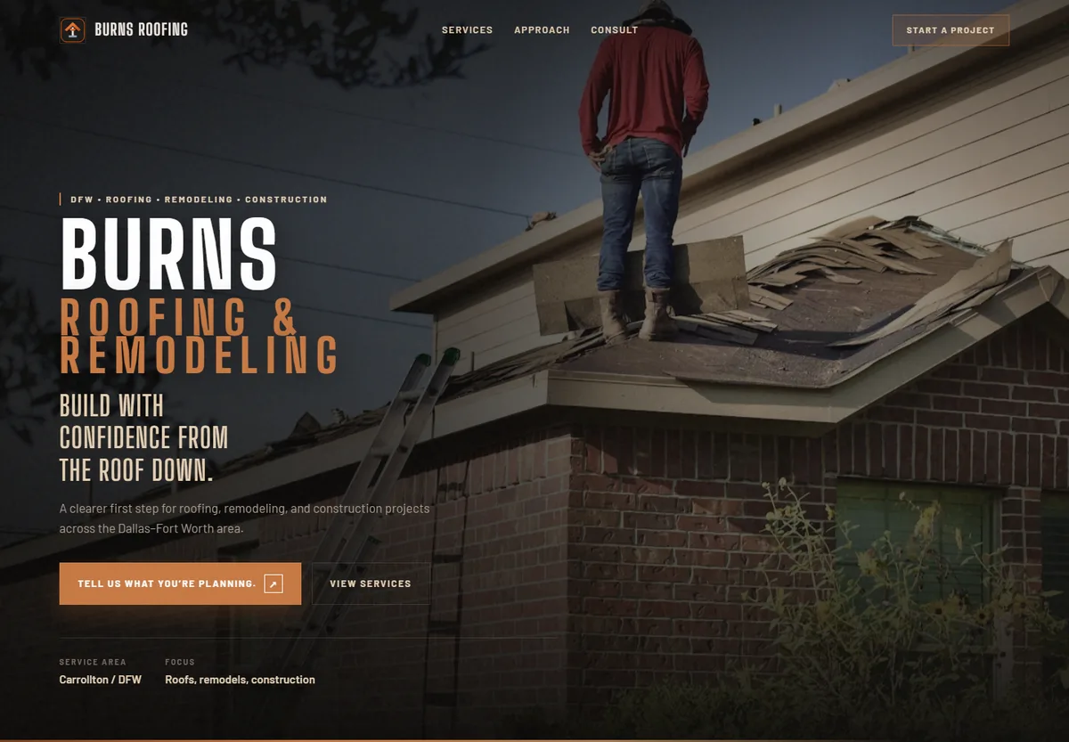 Burns Roofing & Remodeling website design
