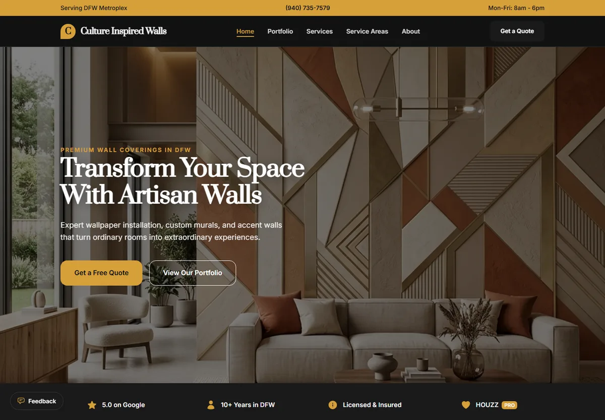 Culture Inspired Walls website design