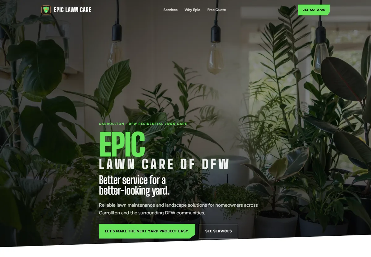 Epic Lawn Care of DFW website design