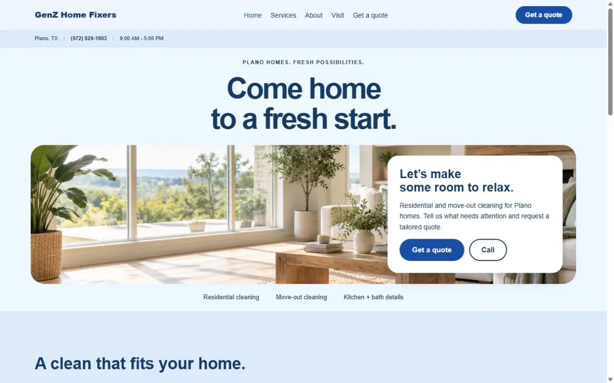 GenZ Home Fixers Demo Site website design