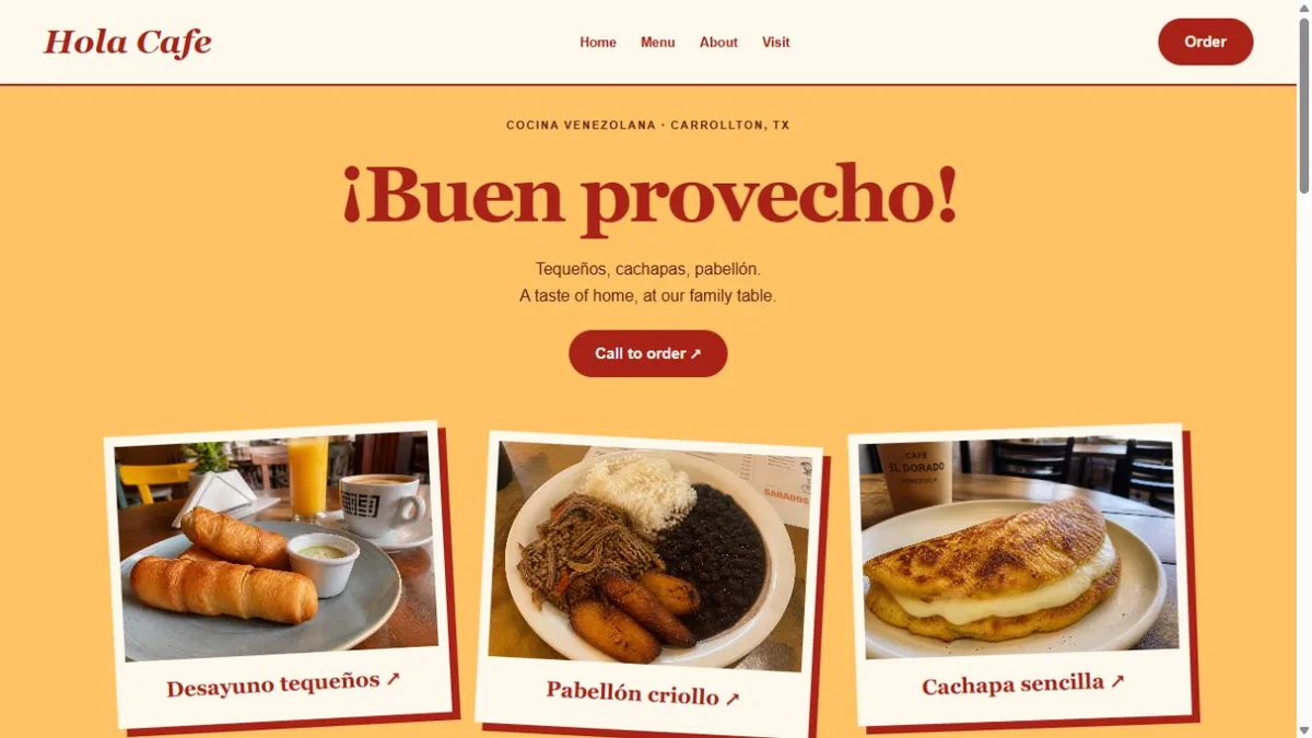 Hola Cafe website design