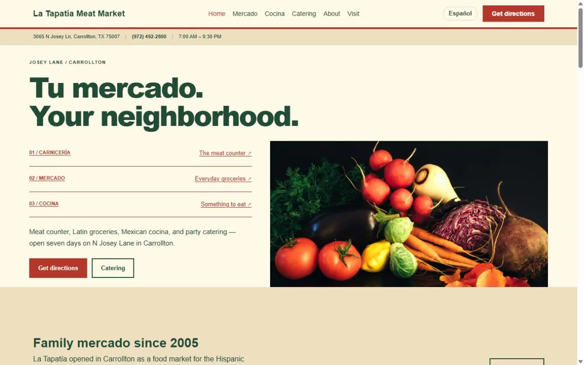 La Tapatía Meat Market Demo Site website design
