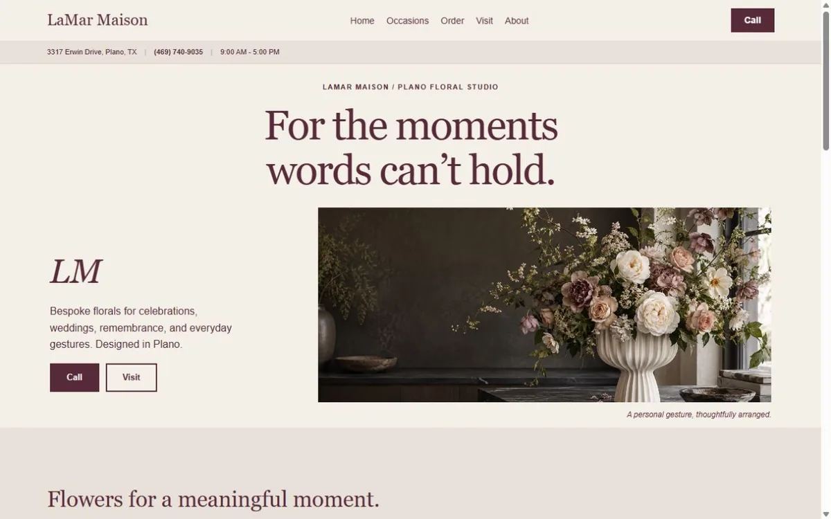 LaMar Maison Demo Site website design