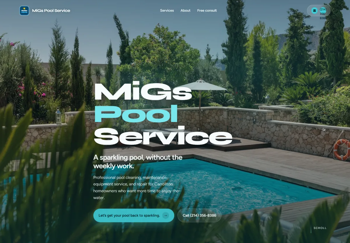 MiGs Pool Service website design