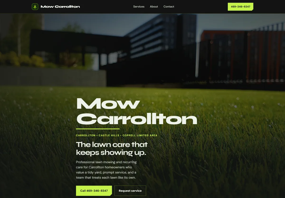 Mow Carrollton Lawn Care website design