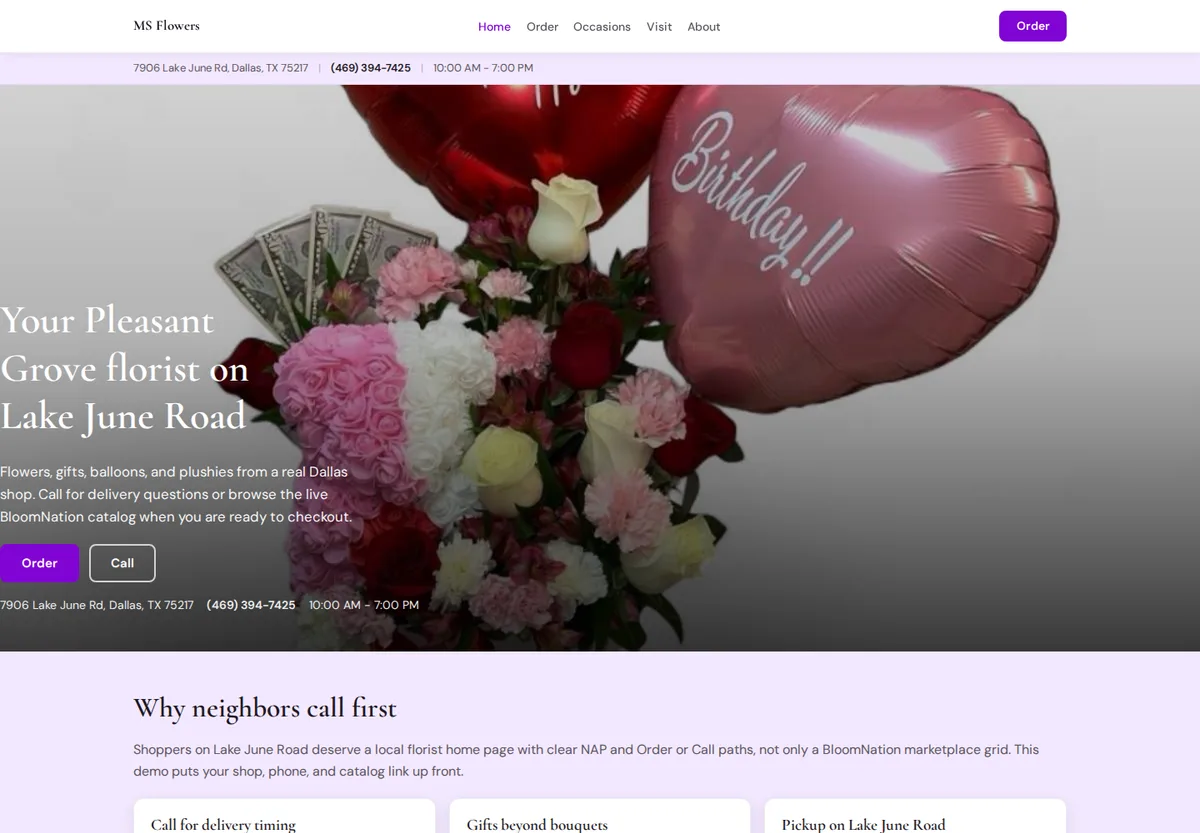 MS Flowers and Gift Shop Demo Site website design
