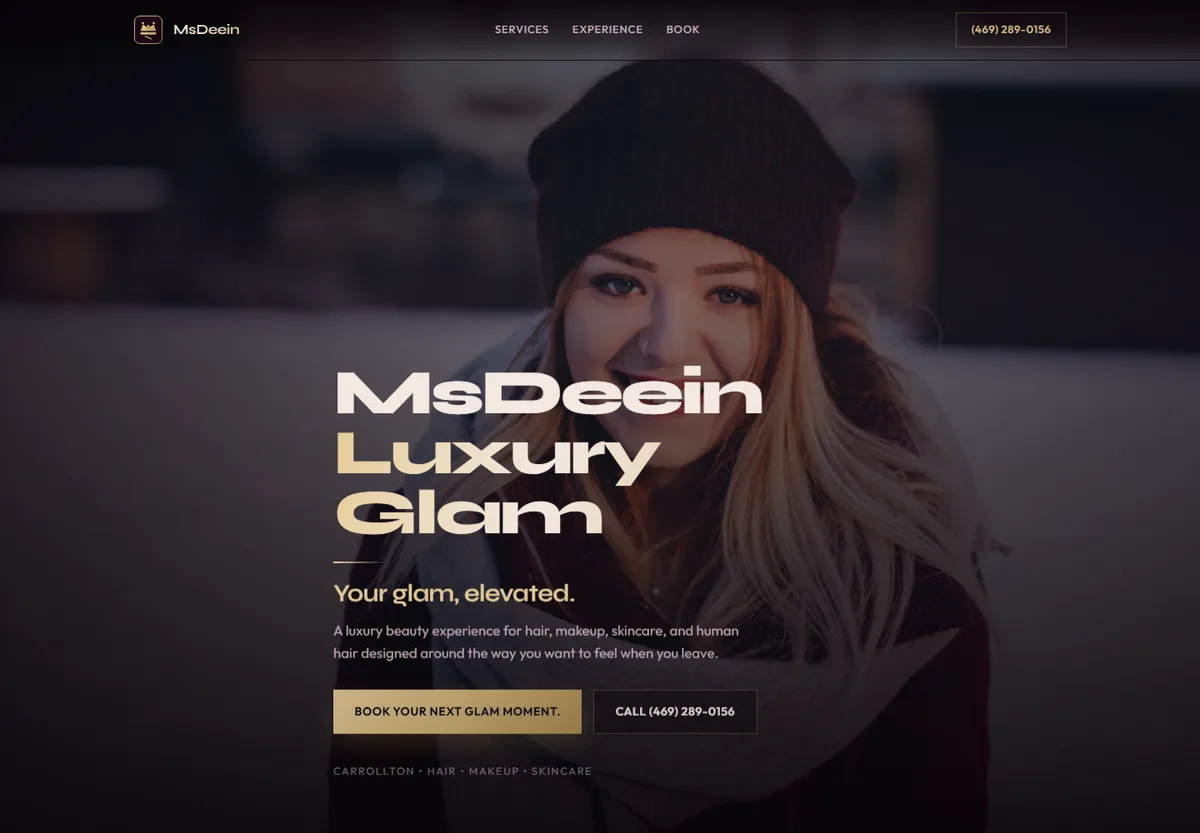 MsDeein Luxury Salon website design