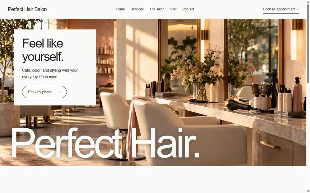 PERFECT HAIR SALON website design