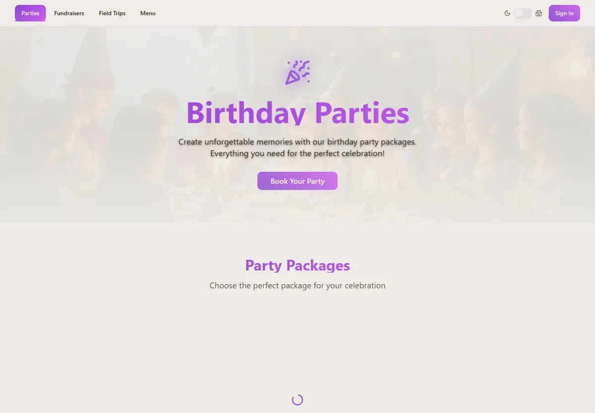 Side Quest Arcade website design