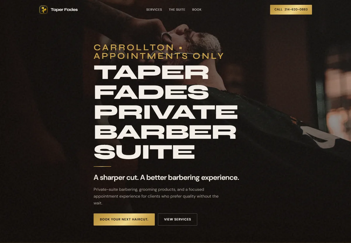Taper Fades Carrollton website design