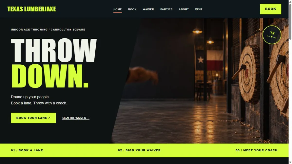 Texas Lumberjaxe website design