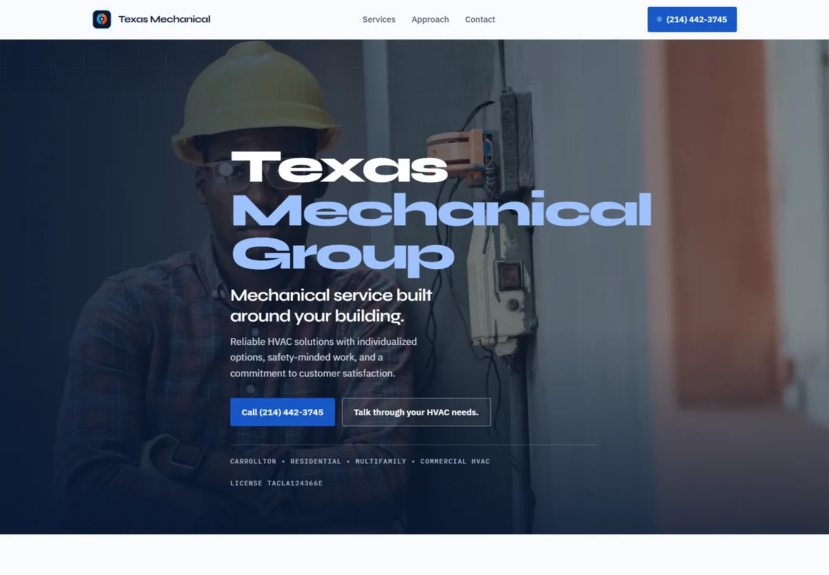 Texas Mechanical Group website design