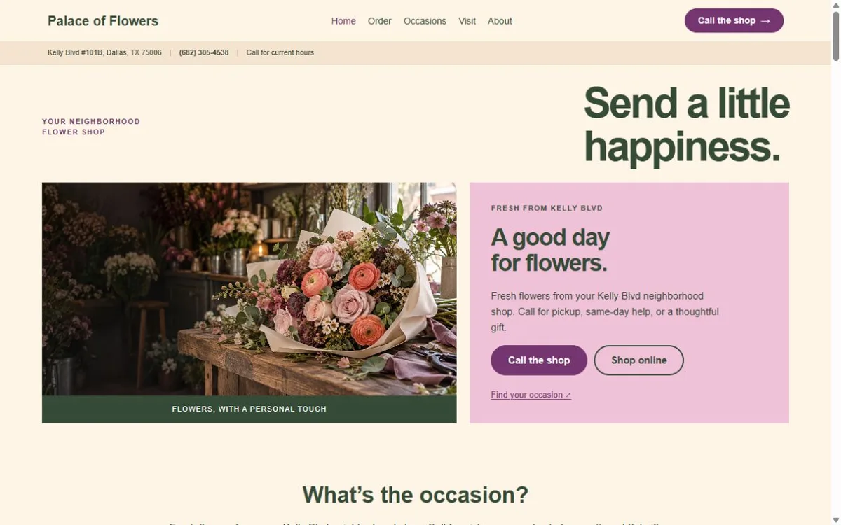 The Palace of Flowers Demo Site website design