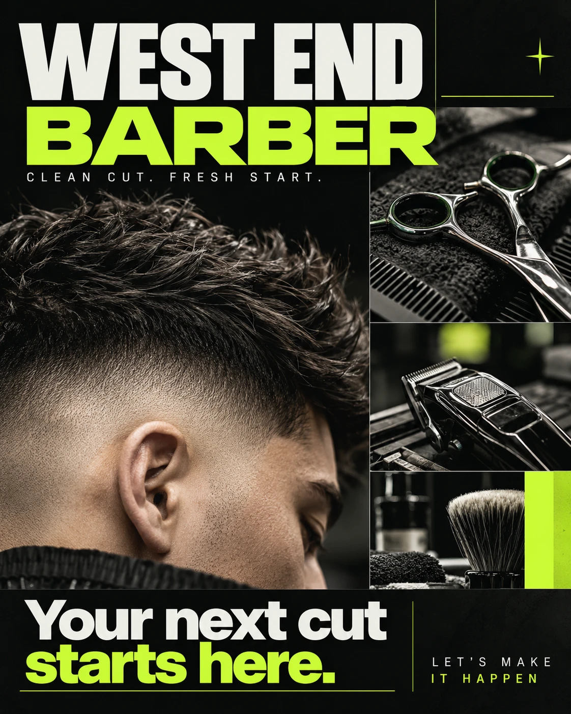 West End Barber service flyer — West End Barber