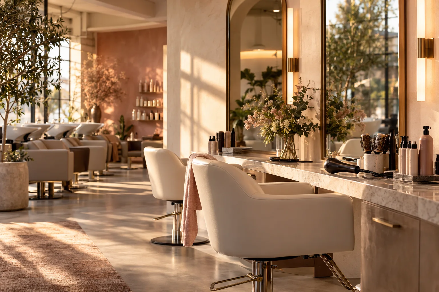 Concept image of a bright hair salon interior